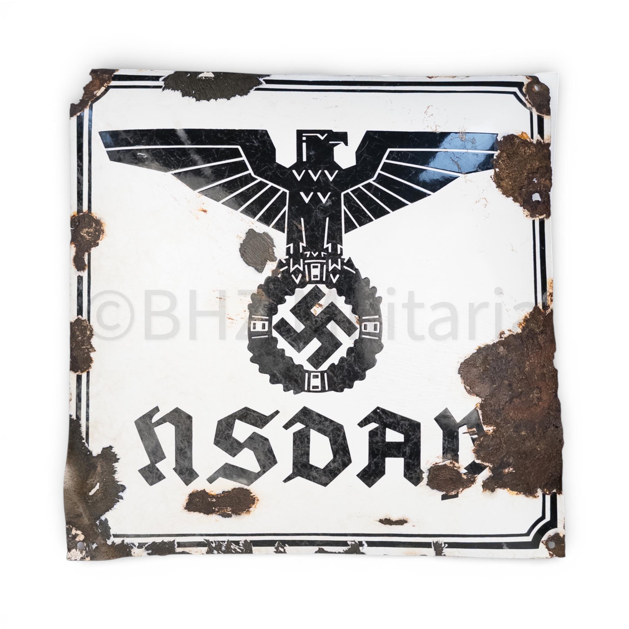 Origineel Derde Rijk Emaille Muurbord NSDAP
