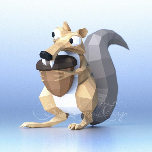 Papercraft Scrat Ice Age front left view