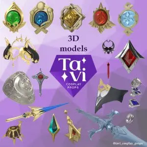 3d print stl files for genshin, league of legends cosplay