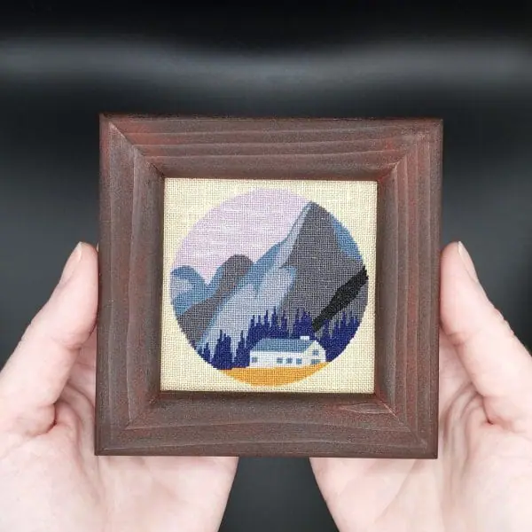 Scandinavian-landscape-miniature-painting-handmade-embroidery-wall decor-1