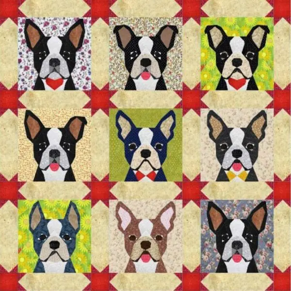 Boston terrier quilt block patterns