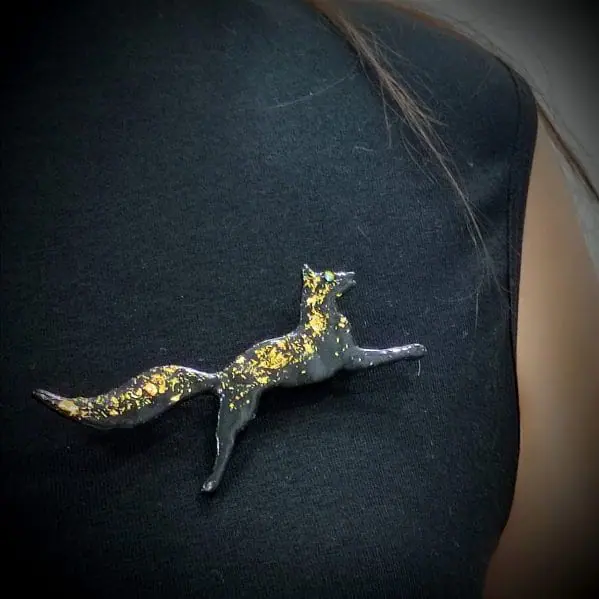 Black fox. Handmade brooch