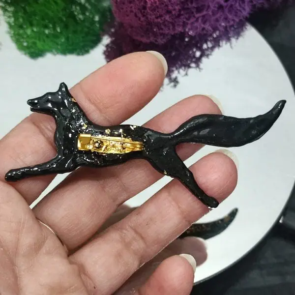 Handmade fox brooch
