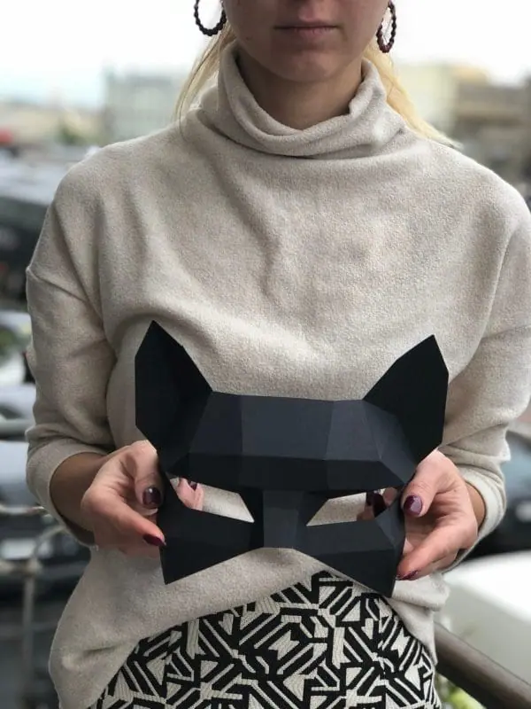Маска кошки, чертежи в формате ПДФ, паперкрафт, 3д оригами - изображение 2