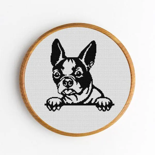 Boston-Terrier-Pet-Portrait-Cross-Stitch-Pattern-PDF-DIY-Gift-1