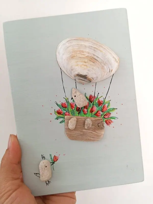 Handmade Art with Shells and Rocks