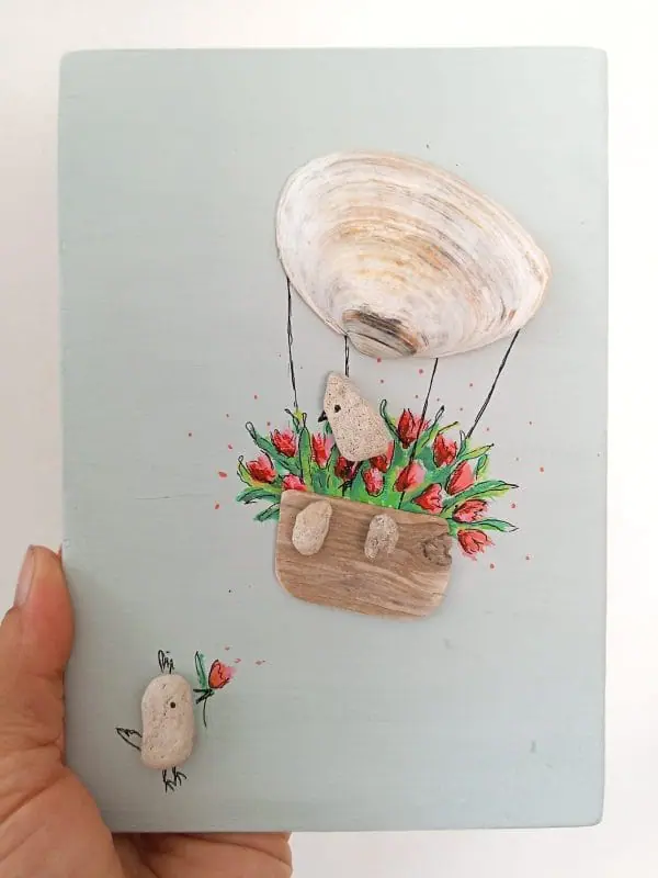 Handmade Art with Shells and Rocks