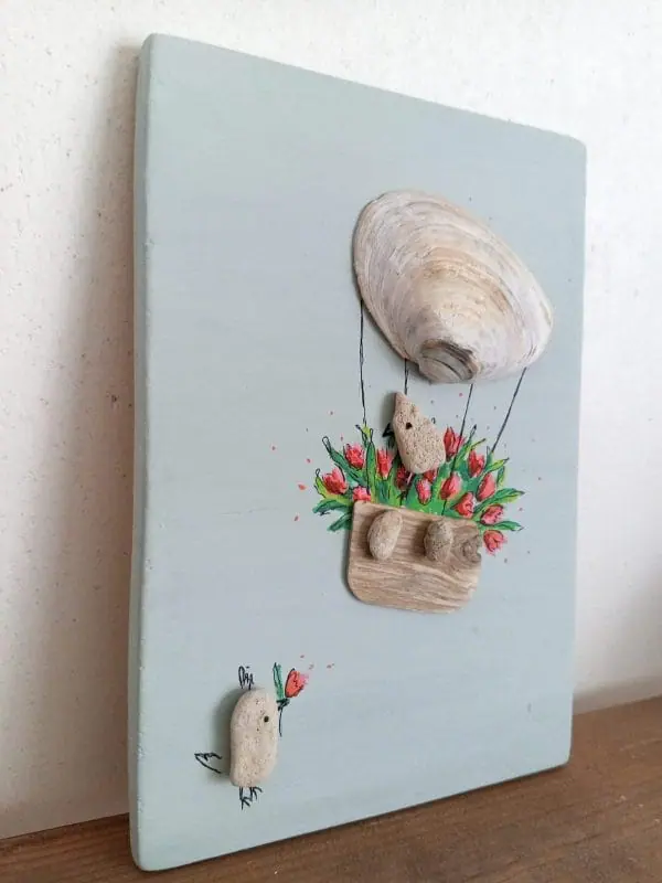 Handmade Art with Shells and Rocks