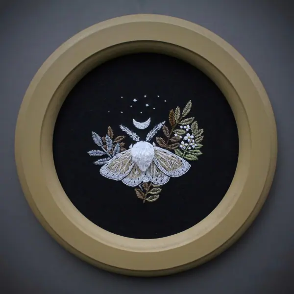 Smooth embroidered painting Moth