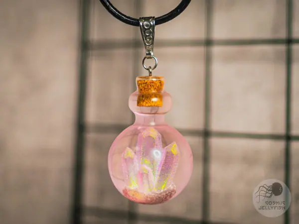 pink epoxy crystal pendant