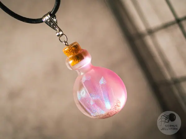 pink epoxy crystal pendant