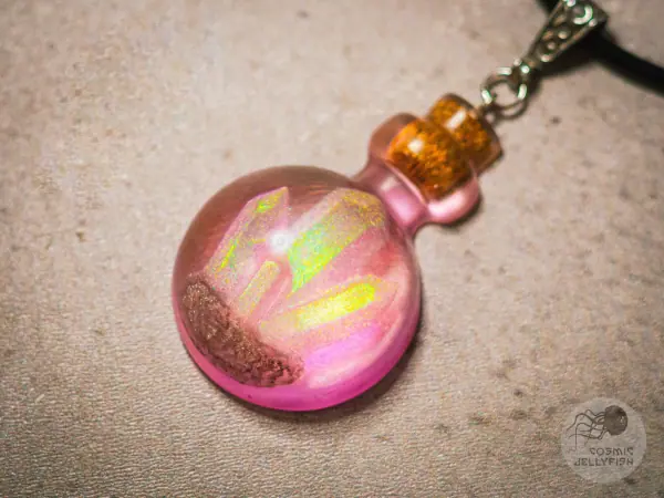 pink epoxy crystal pendant