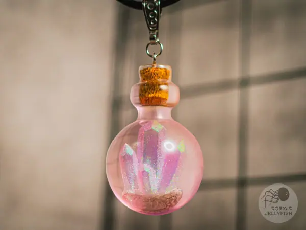 pink epoxy crystal pendant