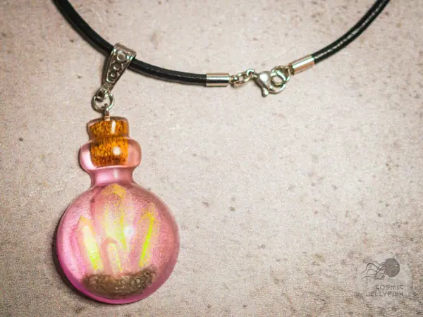 pink epoxy crystal pendant