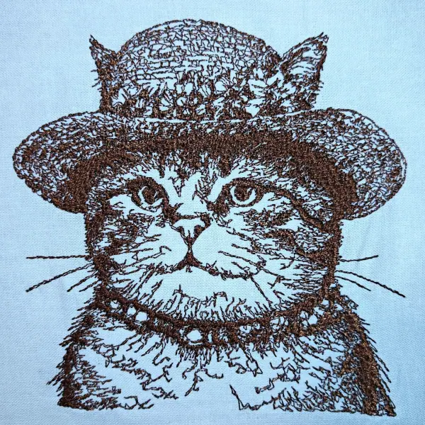 Machine embroidery design cat in a hat