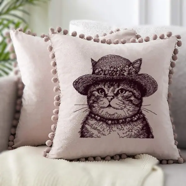Machine embroidery design cat in a hat