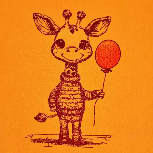 Machine embroidery design Giraffe with balloon