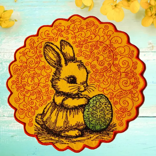 Machine embroidery design Napkin Easter Bunny