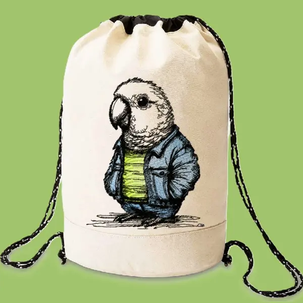 Machine embroidery design Parrot in denim