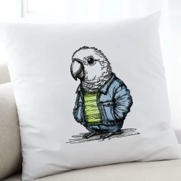 Machine embroidery design Parrot in denim
