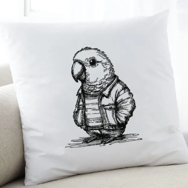 Machine embroidery design Parrot in denim