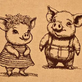 Machine embroidery design Jolly piglets