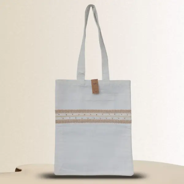 Strong reusable white tote bag