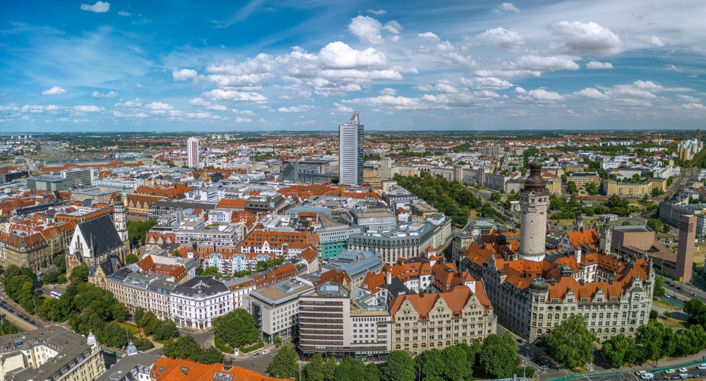 The,Drone,Aerial,View,Of,Leipzig,,Germany.,Leipzig,Is,The