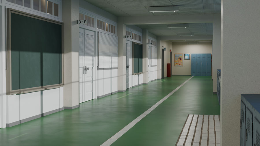 Open3DLab Japanese High School Hallway