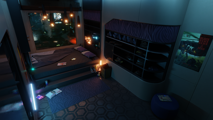 Cyberpunk Room 3D Wallpaper by shanevmm