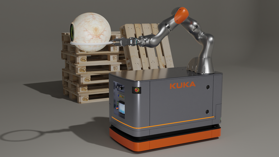Open3DLab • KUKA iiwa articulated arm robot on a self-propelled robot ...