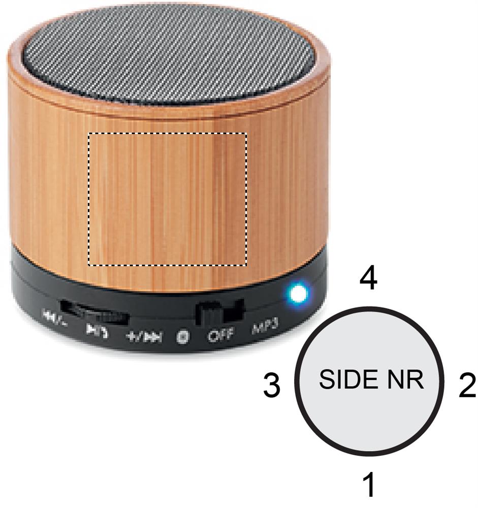 Round Bamboo wireless speaker side 1 03