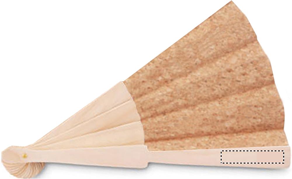 Wood hand fan with cork fabric front b 13