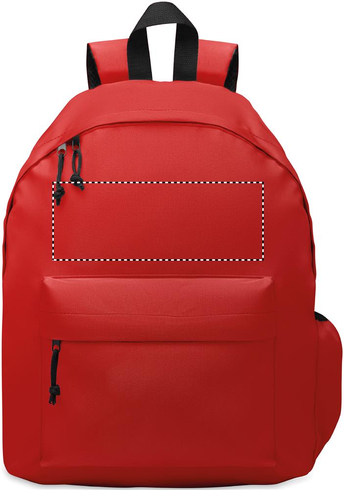600D RPET polyester backpack front above pocket 05