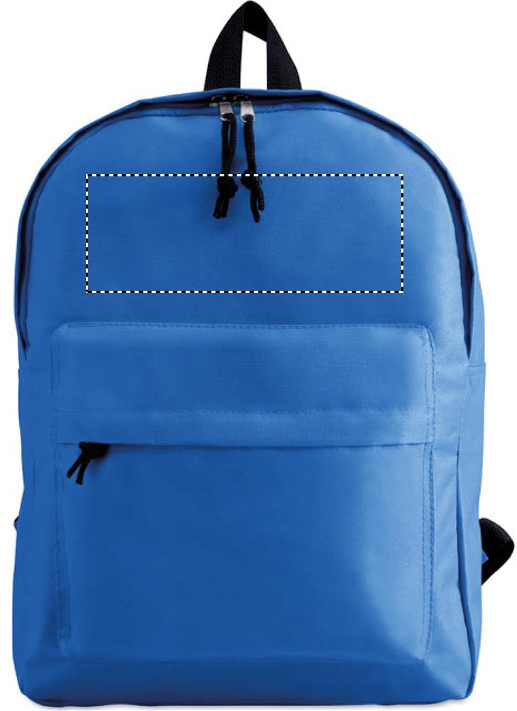 600D polyester backpack front above pocket 37