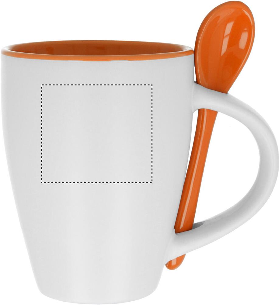 Bicolour mug with spoon 250 ml right handed 10