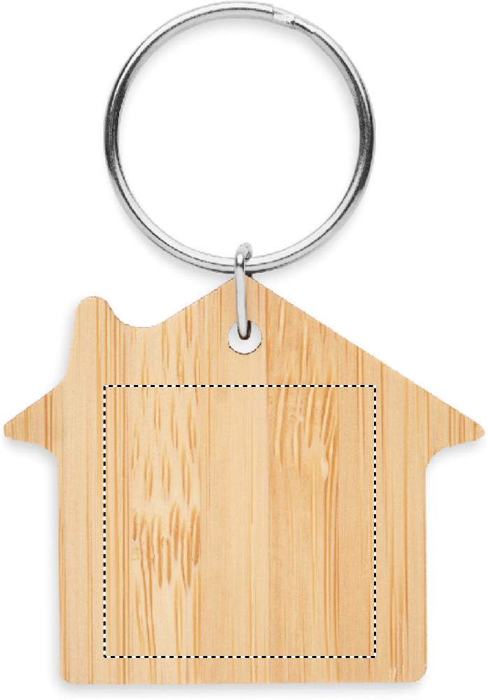 House shaped bamboo key ring side 2 40