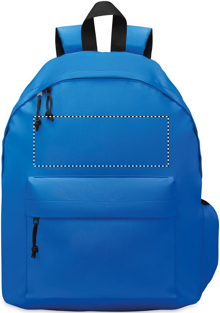 600D RPET polyester backpack front above pocket 37