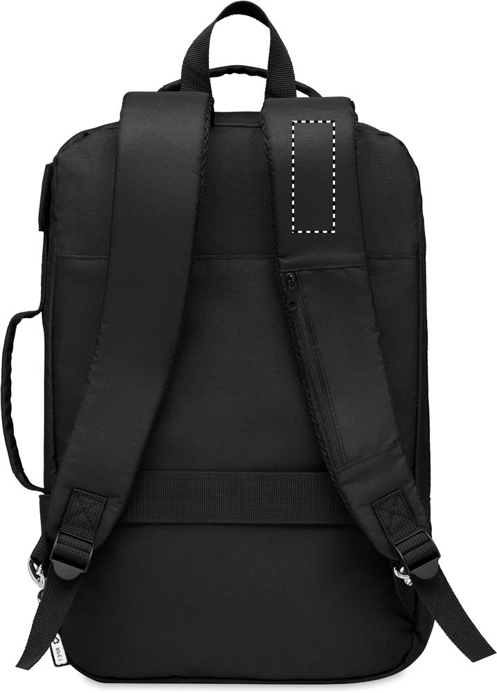 Laptop backpack in 300D RPET shoulder strap left 03