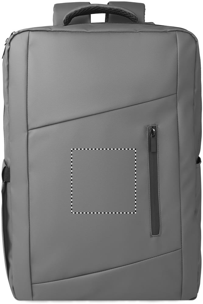 15" PU RPET laptop backpack front pocket 15