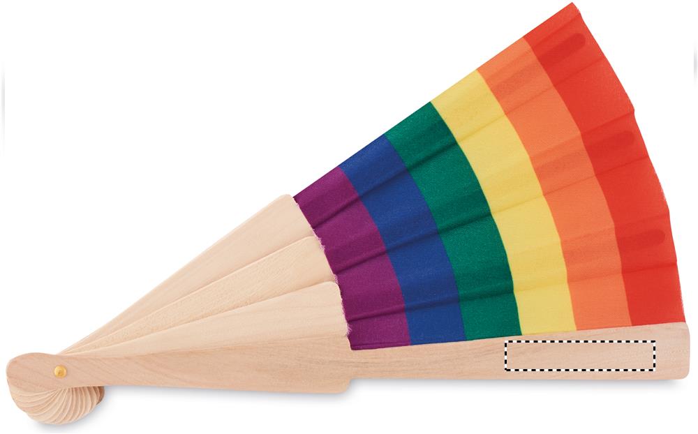 Rainbow wooden hand fan front b 99