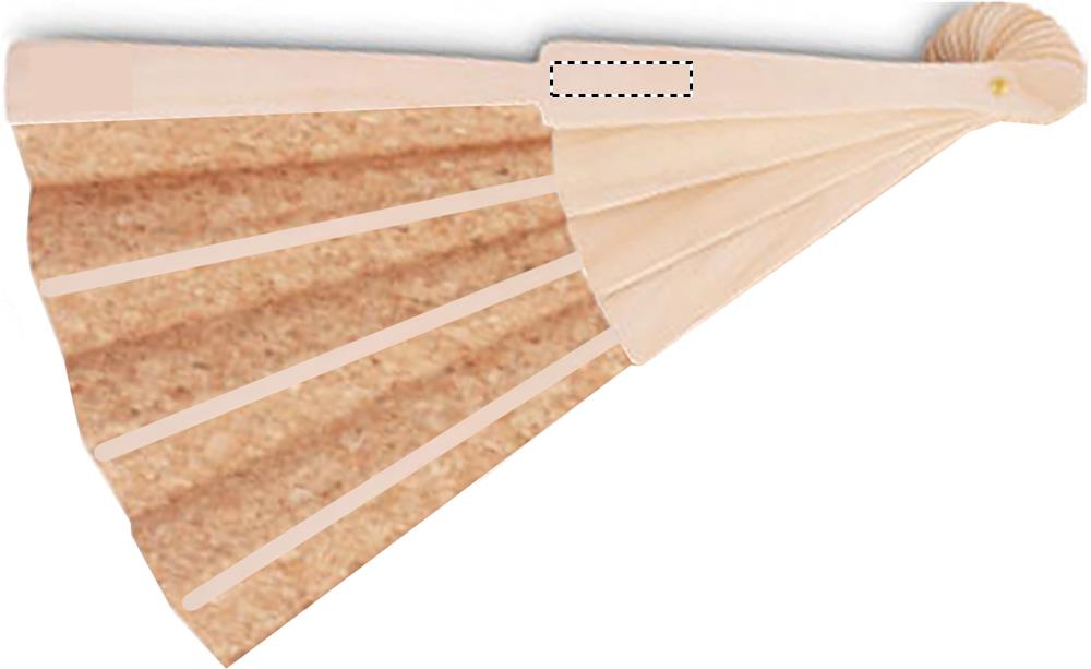 Wood hand fan with cork fabric back a 13