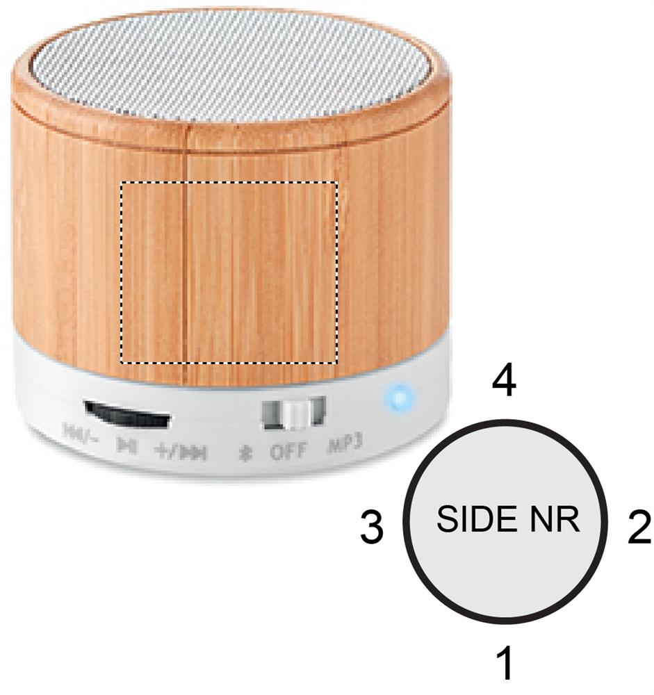 Round Bamboo wireless speaker side 1 06