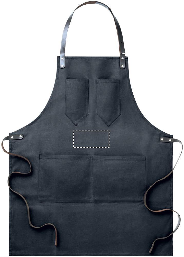 Apron in leather front above pockets 03