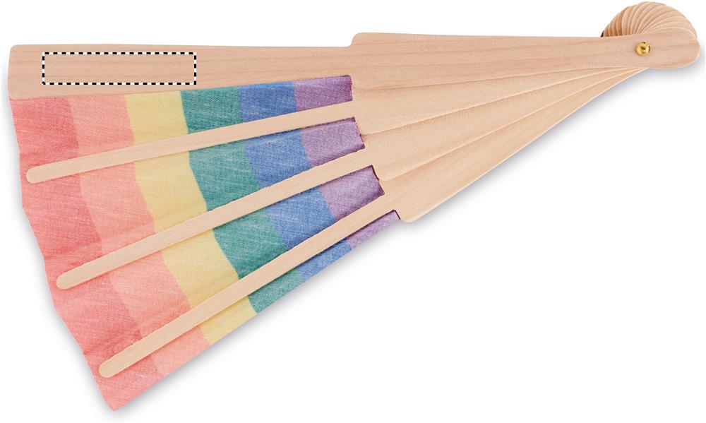 Rainbow wooden hand fan back b 99
