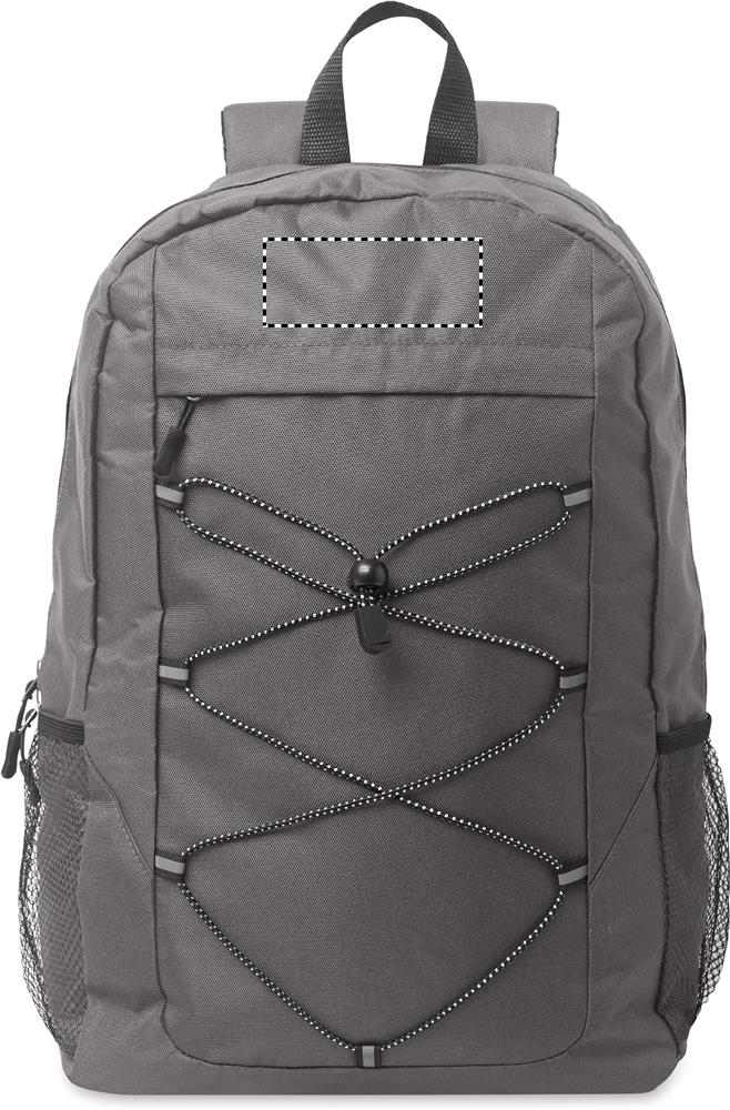 600D RPET polyester backpack front top 15