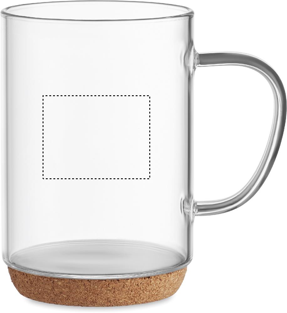 Glass mug 400ml with cork base right handed 22