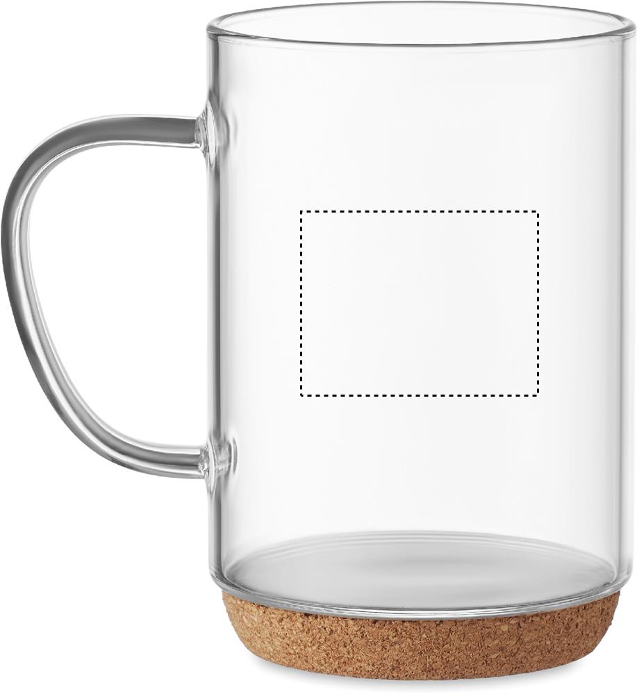 Glass mug 400ml with cork base left handed 22