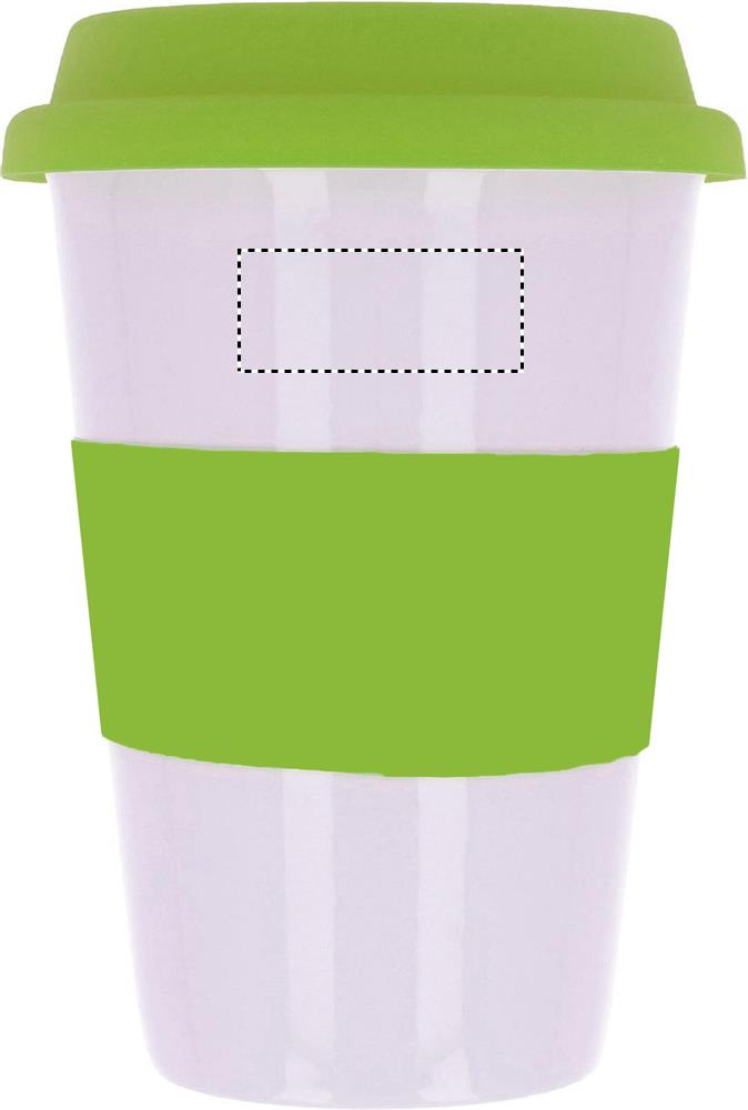 Ceramic mug w/ lid and sleeve front pad 48