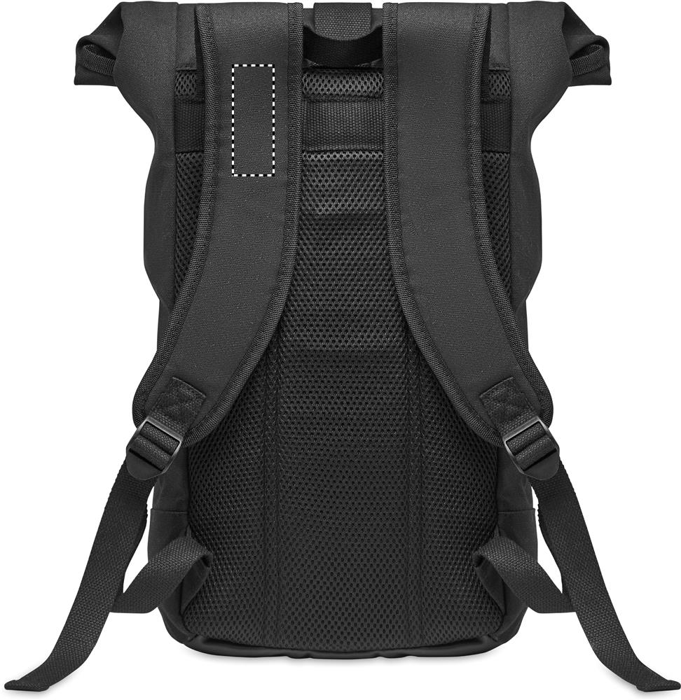 Rolltop washed canvas backpack shoulder strap left 03